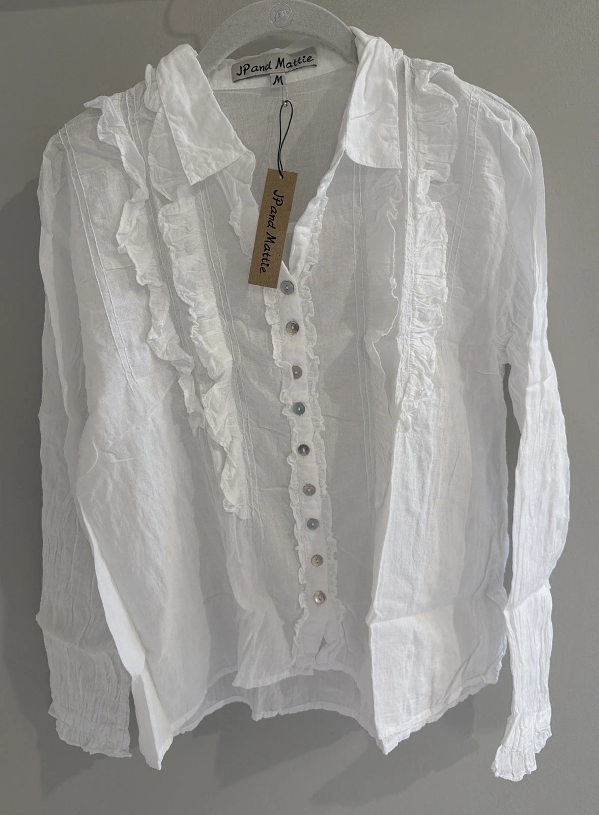 NWT Sundance Catalog JP Mattie “Blanchard Blouse” Color White Womens Size M