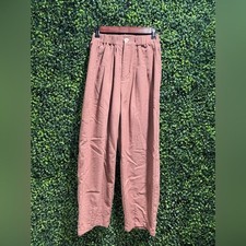 Mauve Casual Slacks with Elastic Waistband and Pleats
