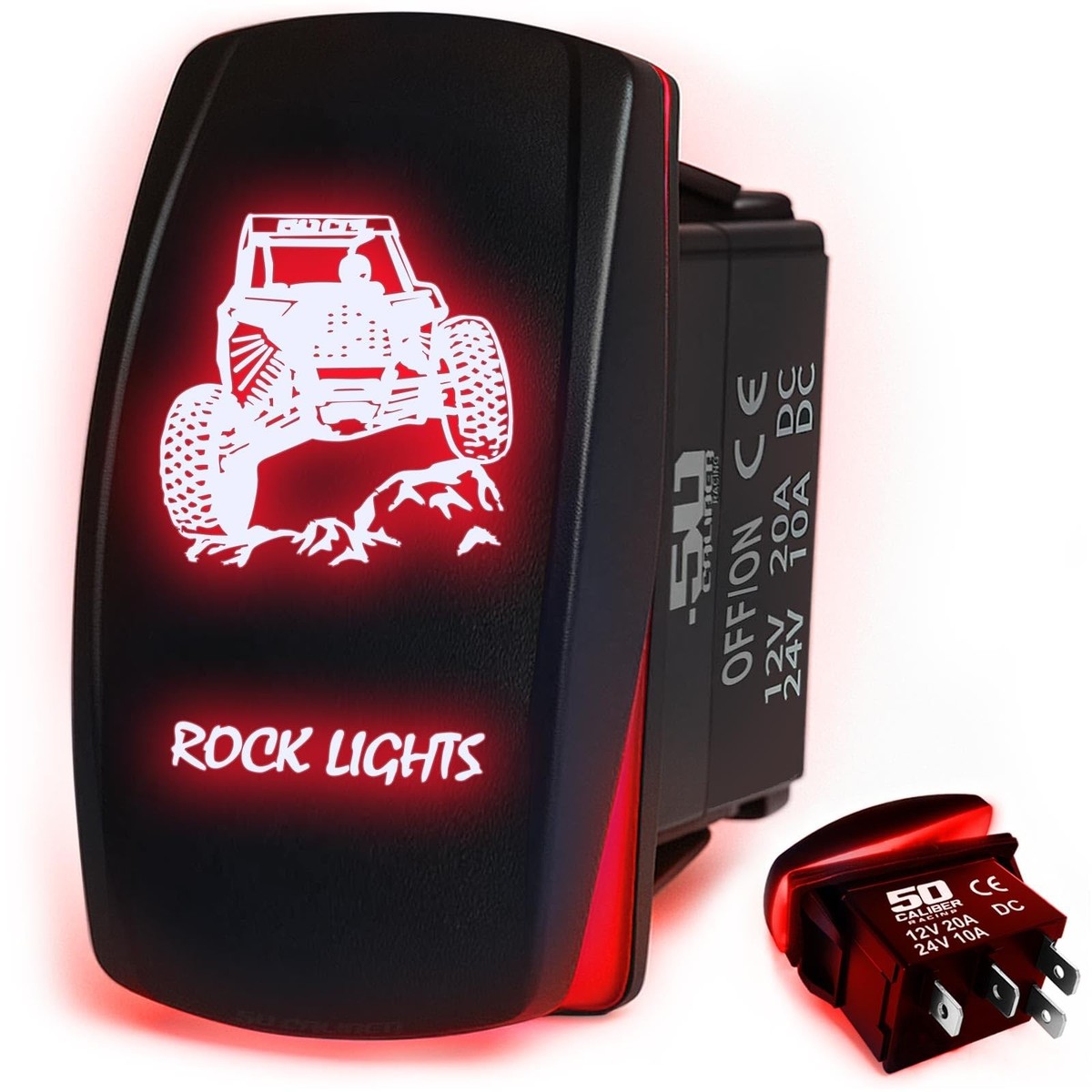 RZR Rocker Switch ON/Off LED Backlit -Rock Lights RZR- UTV, Auto