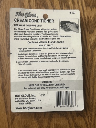 Hot Glove Creme Conditioner für Baseball Handschuh Pflege Pflege Schutz 2 Oz. - Bild 2 von 2