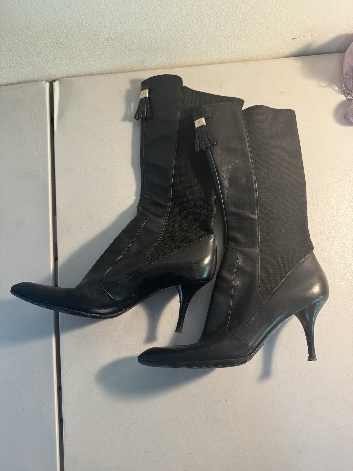 Stivali donna YSL Saint Laurent in pelle a pompa