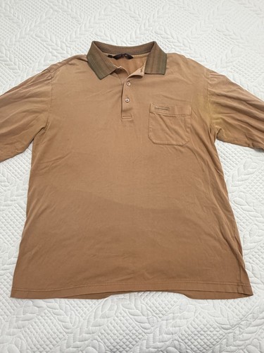 E. Valentino Men Vintage Polo Long Sleeve Large Brown