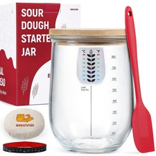 1 L 34 OZ Sourdough Starter Jar, Glass Sour Dough Starter Feeding Jar Set