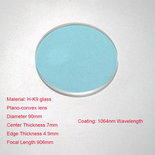 1PC 90mm Plano Convex Lens Focal Length 906mm Optical Glass DIY Achromatic Lens