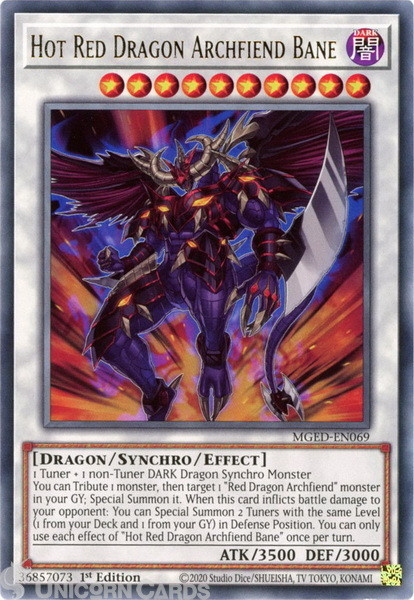 MGED-EN069 Hot Red Dragon Archfiend Bane Rare 1st Edition Mint YuGiOh Card