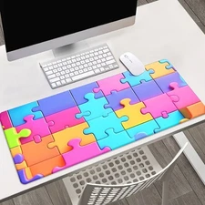 40*90cm1pc XXL Large Non-Slip Rubber Base Computer Mouse Pad - Colorful Puzzle P