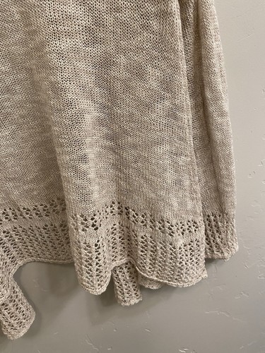 Suéter Cárdigan Cascada Tejido Abierto Lino Beige Talla Mediana Tahari Para Mujer - Imagen 11 de 13