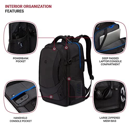 MOCHILA PARA PORTÁTIL SWISSGEAR GAMING CON PUERTO CARGADOR USB SA8120 - AZUL/NEGRO Foto 4 de 4