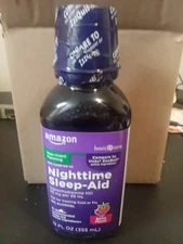 Amazon Basic Care Nighttime Sleep-Aid - Berry Flavor - 12 fl oz - Exp 11/26