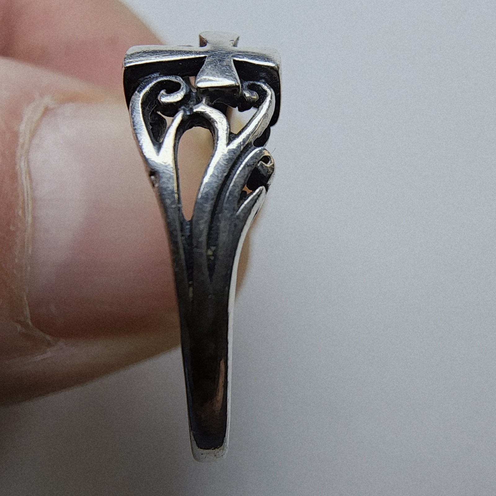Scrollwork Cross Ring Size 10 Sterling Silver 925… - image 4