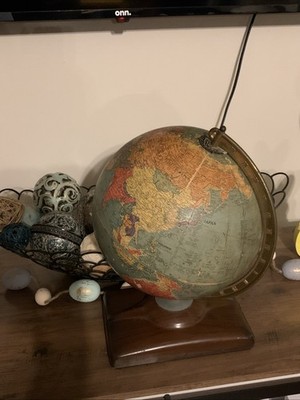 Antique World Globe 1940 s-1960 s Tabletop Unique Rare