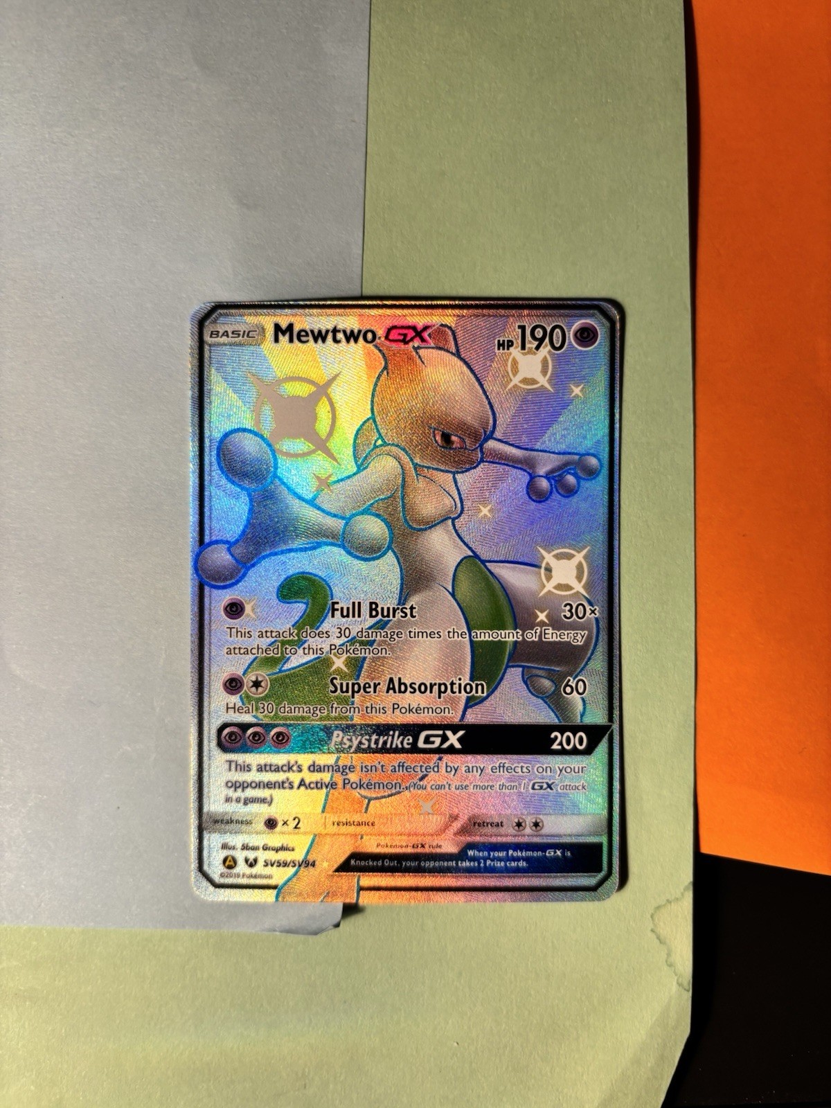 Pokémon TCG Mewtwo GX #SV59 Hidden Fates Shiny Vault Full Art Shiny Holo Rare M