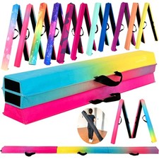 10 FT Folding Gymnastics Beam Foam Balance Floor Beam - Extra Firm - Suede Cover