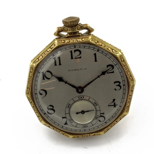Antique 1926 14k Gold Hamilton Model 1 Grade 916 17j 12s Pocket Watch #WB4033-5