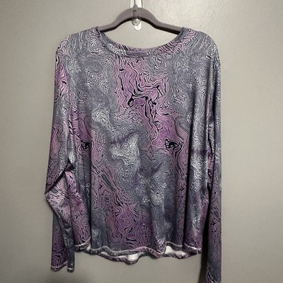 SILVER BAIT Women s  1x Fishing Shirt Pink Purple Scales Print Long Sleeve