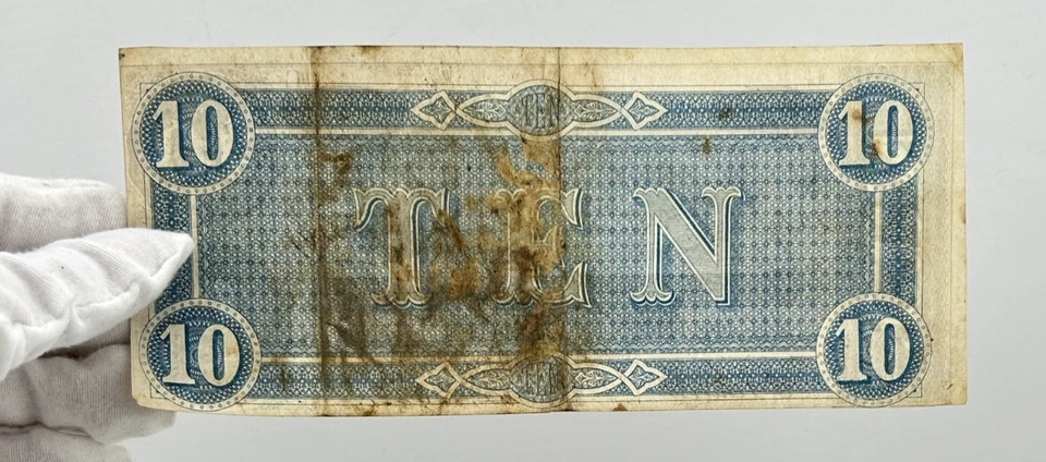 1864 $10 Confederate States America Richmond Ten Dollar Currency Note Fr# CS-68 - Image 4 of 4