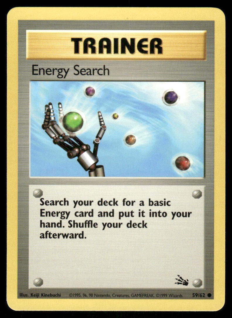 Pokemon Cards Energy Search 59/62 Unlimited Fossil WOTC Common NM *2
