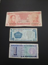 Venezuela 3 Different Banknotes 1989