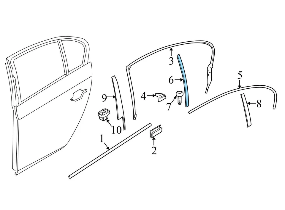 2012-2015 BMW ACTIVEHYBRID 5 - задняя левая дверь окно руководство отделки / крышка - Изображение 4 из 4