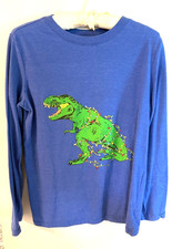 Cat  Jack Boys Blue Long Sleeve Dinosaur Shirt size large 12-14 Christmas Theme
