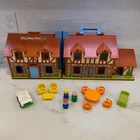 Fisher Price Vintage Little People Play Family Brown House & Accessories