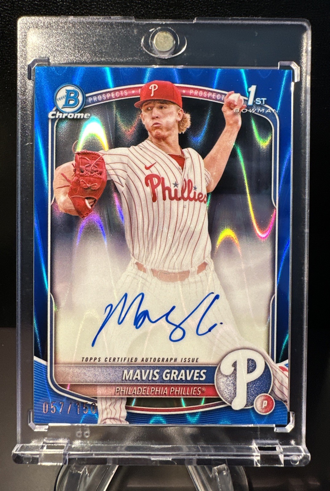 2025 Bowman Chrome Mavis Graves 1st Blue Raywave Refractor Auto /150 #CPA-MG