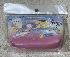 Sanrio Pink Zip Pouch with Hello Kitty, My Melody, Kuromi, Cinnamoroll