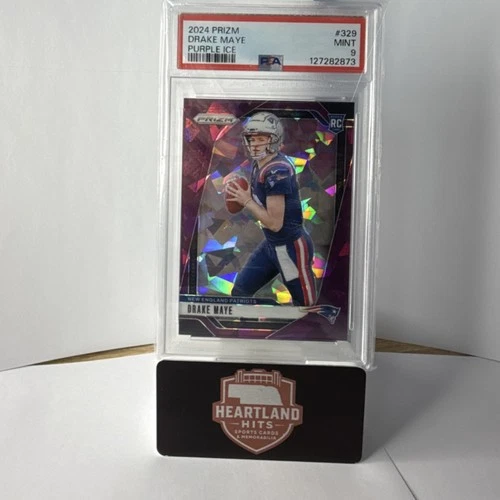 Panini Prizm Rookies Purple Ice Prizm Drake Maye Patriots #329 /225 PSA 9