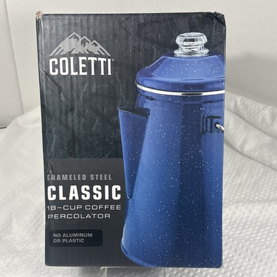 #ad Coletti Classic Percolator Coffee Pot 18 Cup Blue PARTS ONLY Missing Basket $24.72