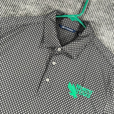 #ad North Texas Mean Green Polo Shirt Mens Large Black Geometric Short Sleeve NCAA $22.49