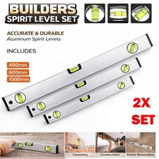 2X 3 Piece Builders Spirit Level Aluminium DIY Tools Long Set 400 600 1000mm