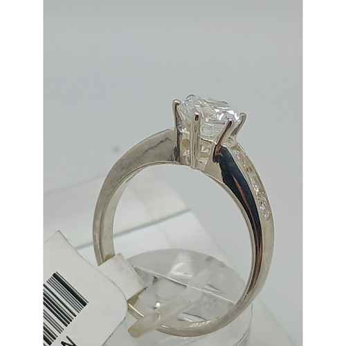 1990er Jahre Kanal Set simulierter Diamant Hochzeit Satin Finish Verlobungsring Größe 10 - Bild 4 von 9
