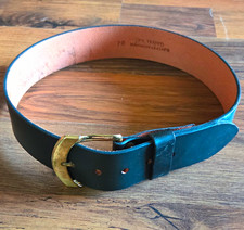 Men's Black Dress Belt Solid Adjustable 1.5in w/ Solid Brass Buckle Size 28