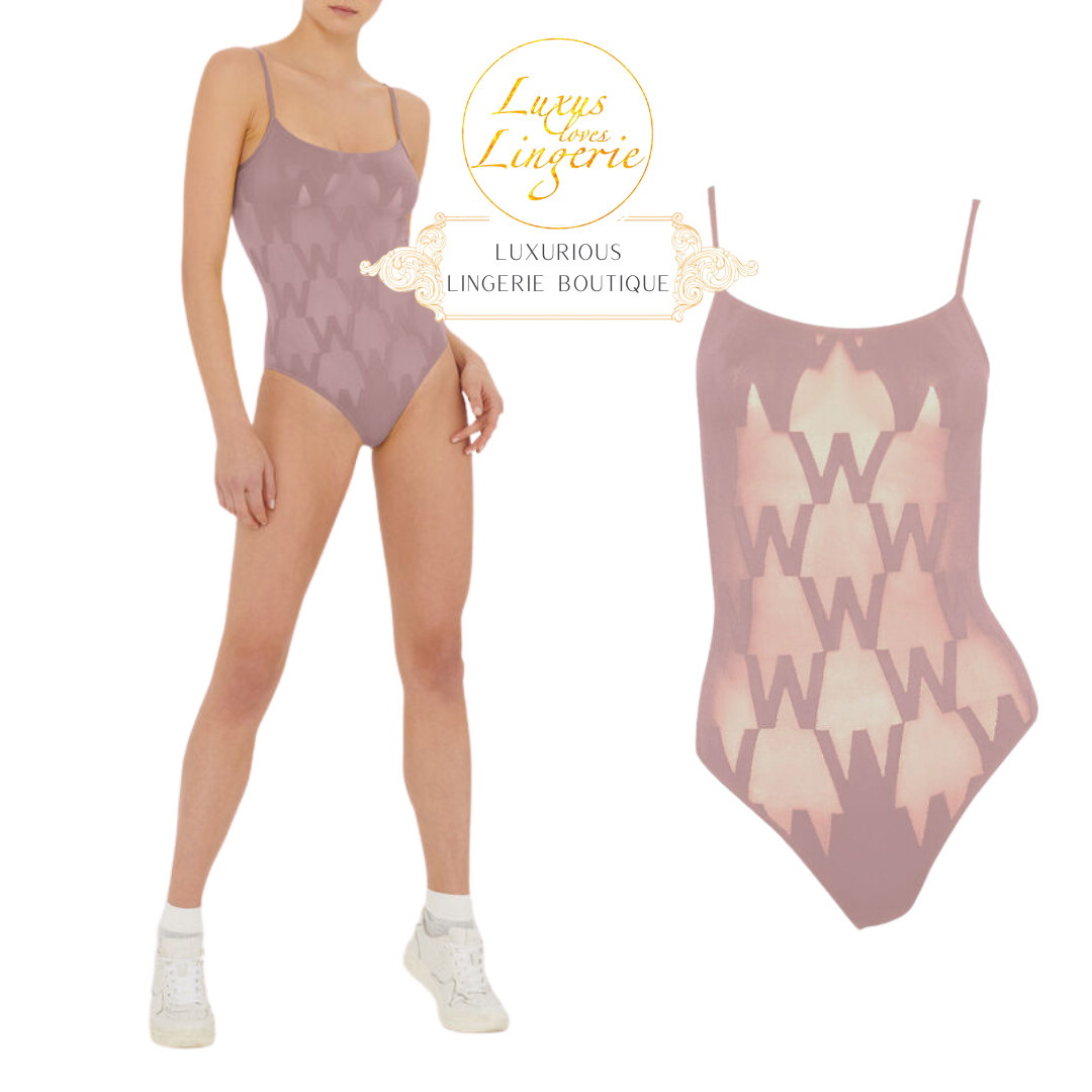 Body by Wolford XS Rose Petal Transparent Sheer Spaghetti Straps Logo Design