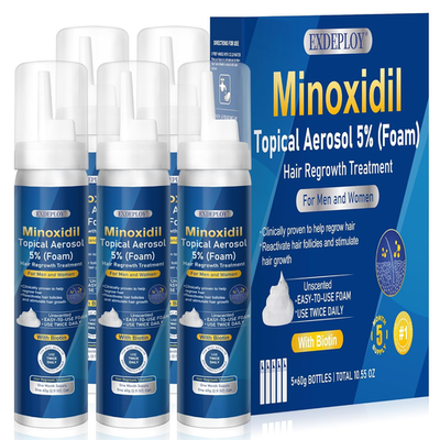 #ad 5% Minoxidil Foam for Men 5Pack， Infused with Biotin Hair Growth Treatment Sup $56.98