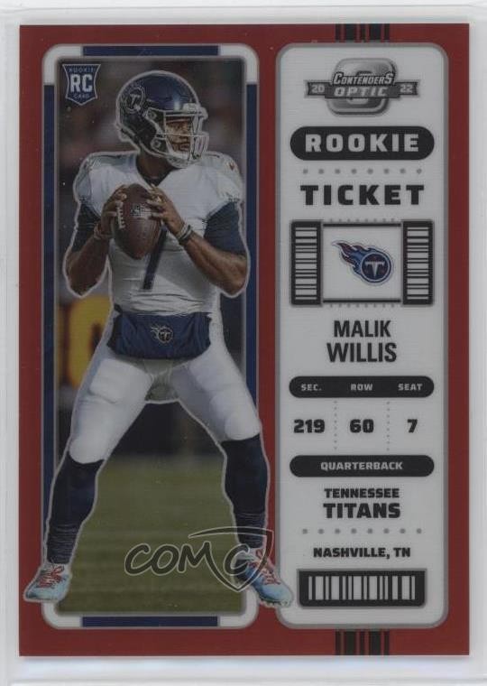 2022 Panini Contenders Optic Rookie Ticket Red Prizm /175 Malik Willis #86 0b6c