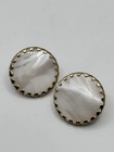 Vintage Sarah Coventry Gold Tone Round Button Mother Of Pearl Clip On Earrings — photo 10