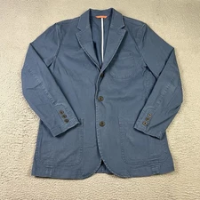 J Peterman Blazer Mens Medium Blue Canvas Cotton Twill Unstructured 3 Button