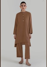 M - Sana Safinaz STITCHED SHIRT SHALWAR pants BROWN ensemble gently Used