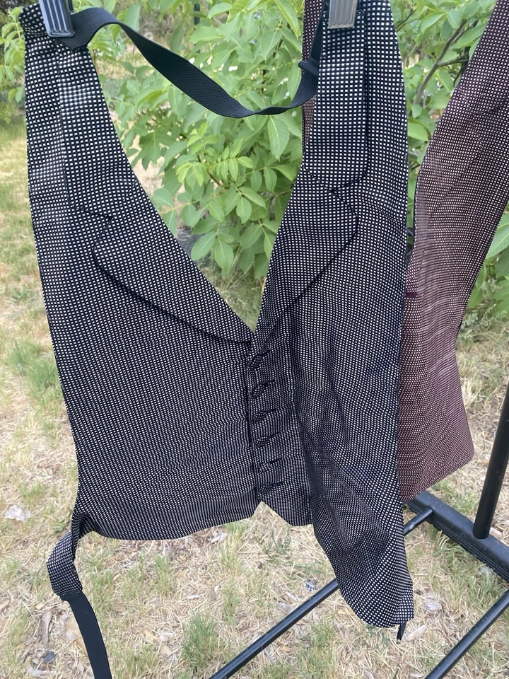 Chaps Ralph Lauren Tuxedo Tux Open Back Vest Black Green Geometric One Size - Image 2 of 4