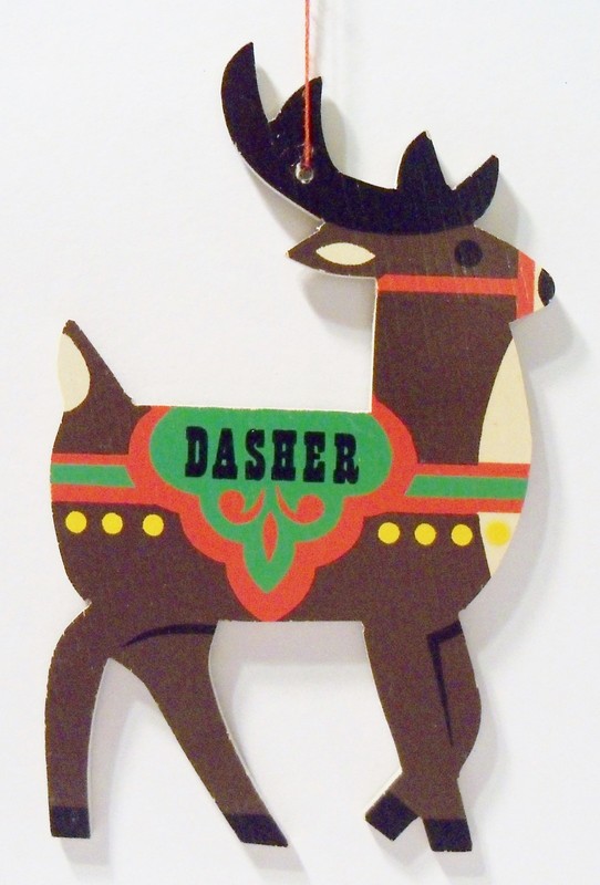 Erzgebirge Germany Dasher Reindeer Wooden Wood Fretwork Vintage Heller Ornament