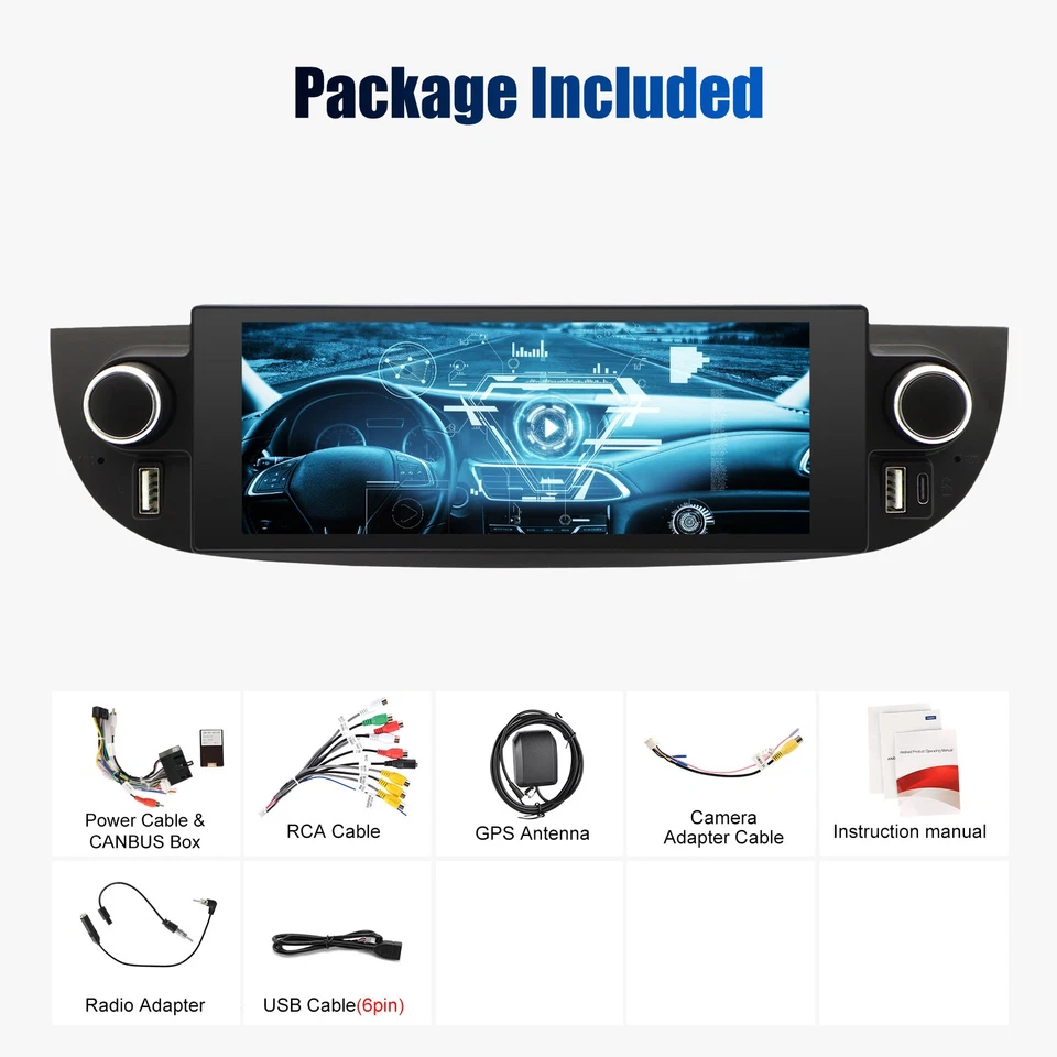 Fit For Fiat 500 2007-2015 6.86" Android15 Wireless Carplay Car Stereo Radio GPS - Image 2 of 4