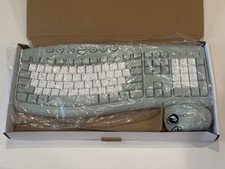 Wireless Keyboard and Mouse Combo Full Size Wave Keys Ergonomic Keyboard Green