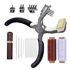 Stitching Hole Punch ,4mm Silent Leather Hand Pliers with Leather Needle,Wood...
