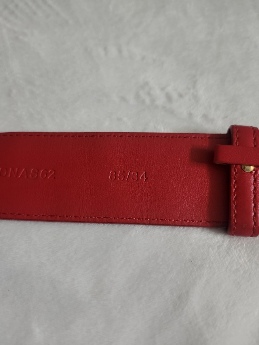 Versace Men's Size 85/34 Calf Leather Medusa Red and Gold Designer