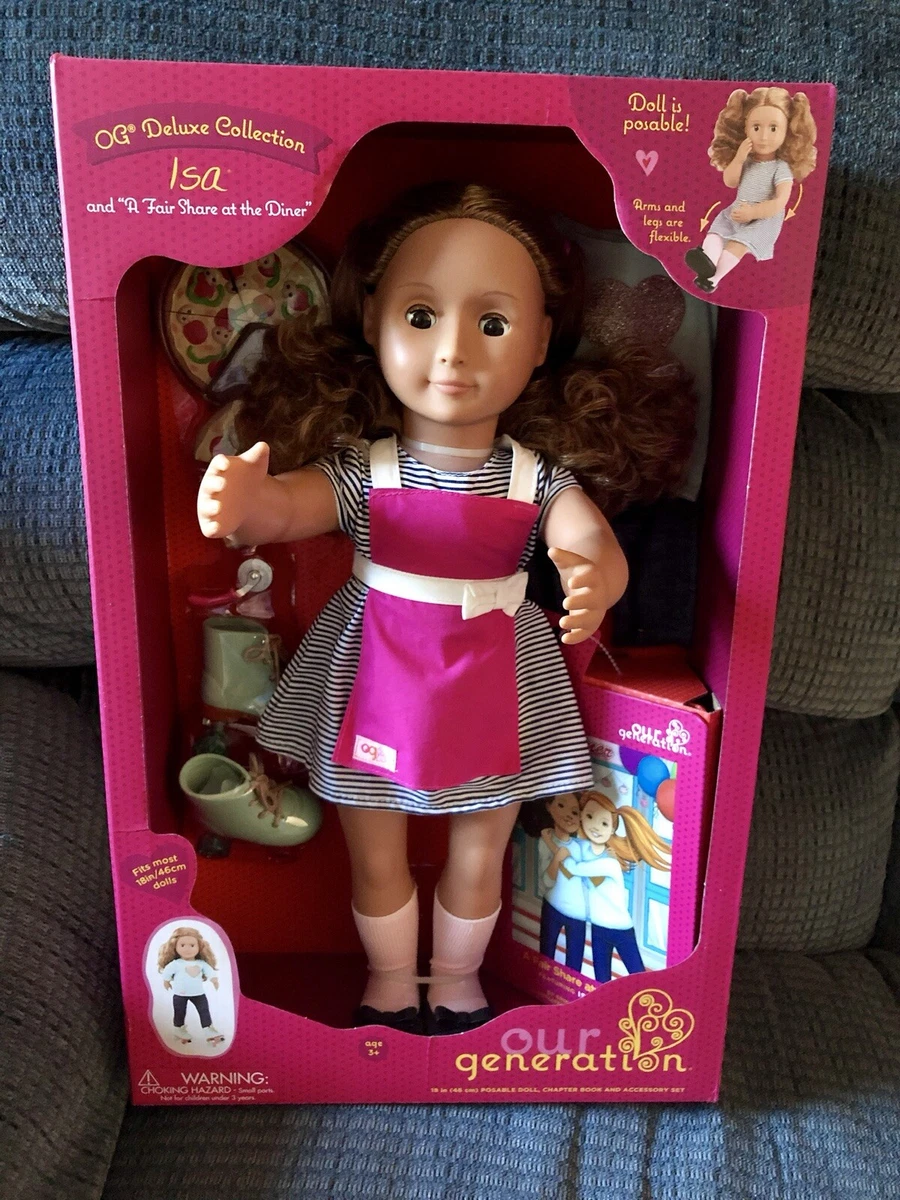 NIB Our Generation 18 Isa Deluxe Set Doll Outfits Pizza Roller