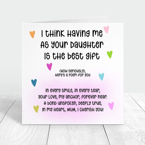 Personalised Birthday Card for Mum from Daughter Son Cute Funny Poem Mummy Mama - Picture 1 of 7