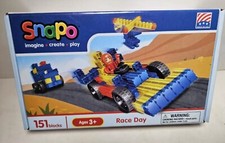 SNAPO "Race Day" Building Blocks Toy Box - 151 blocks - Made in USA
