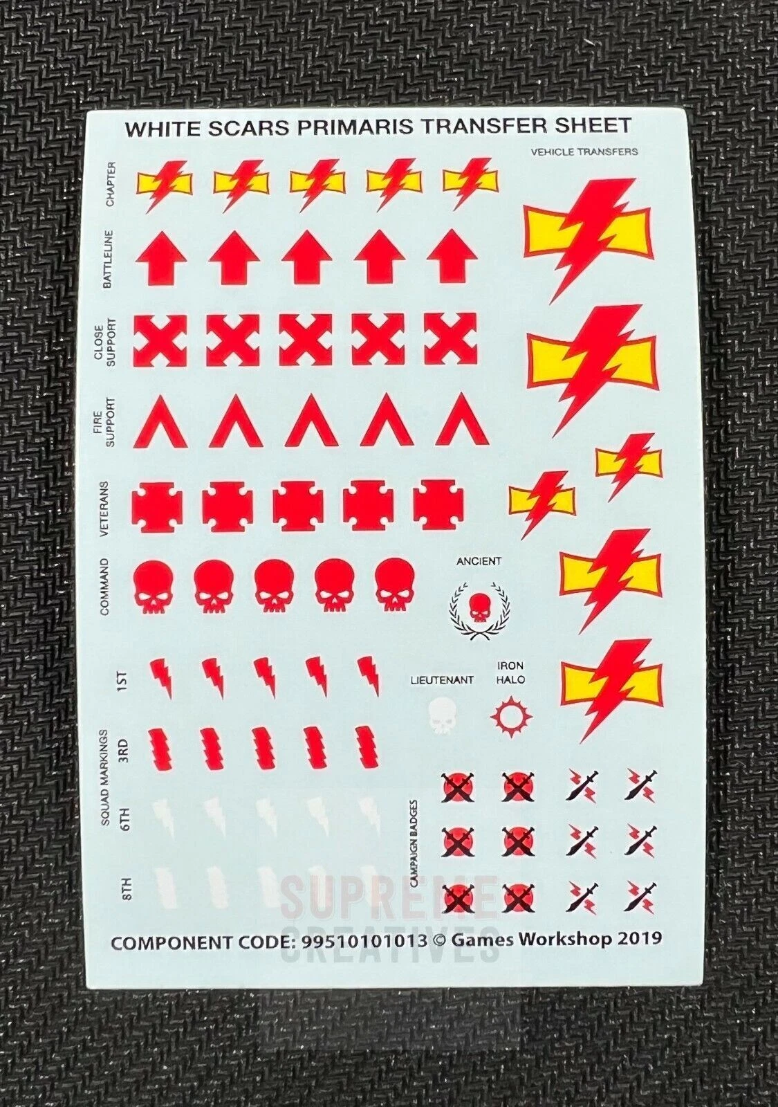 Primaris White Scars Transfer Sheet Upgrade Decals Warhammer 40k