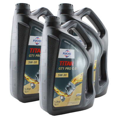 Fuchs 15 Liters TITAN GT1 PRO C-3 SAE 5W-30 Engine Oil 3 x 5L for Audi BMW MB VW